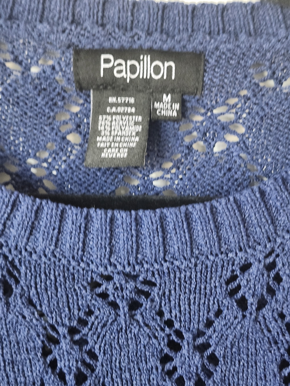 Papillon Blanc Navy Openwork Crewneck Sweater - Picture 8 of 8